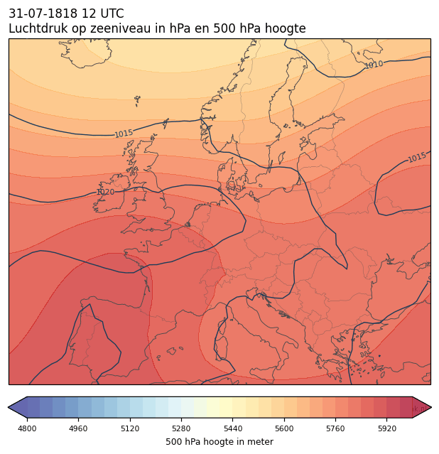 Weerkaart van 31 juli 1818 om 12 UTC