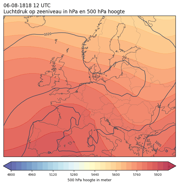 Weerkaart van 6 augustus 1818 om 12 UTC
