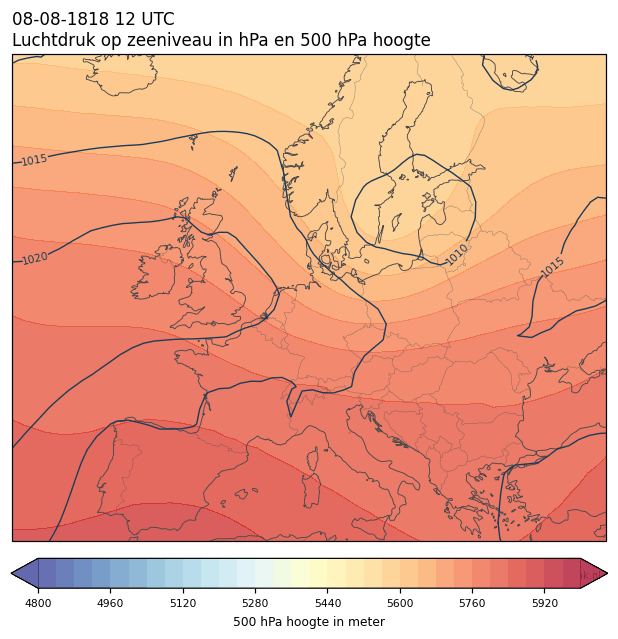 Weerkaart van 8 augustus 1818 om 12 UTC