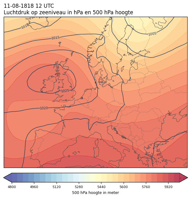 Weerkaart van 11 augustus 1818 om 12 UTC