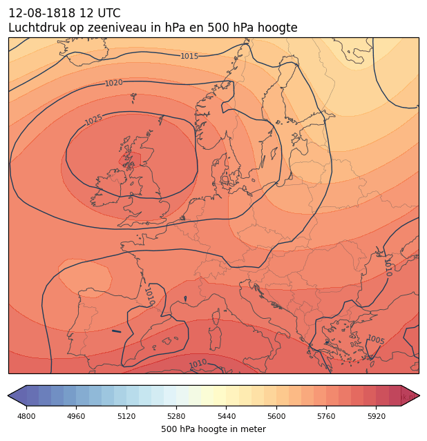 Weerkaart van 12 augustus 1818 om 12 UTC