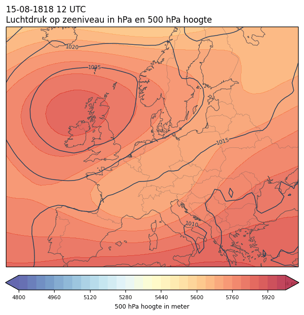 Weerkaart van 15 augustus 1818 om 12 UTC