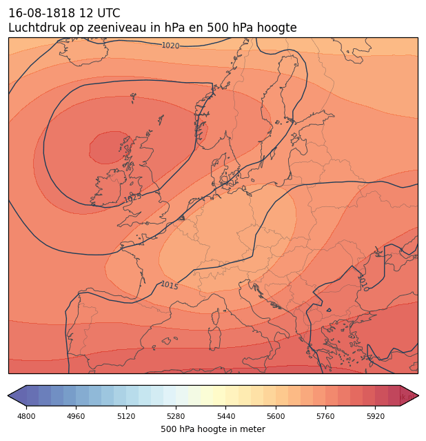 Weerkaart van 16 augustus 1818 om 12 UTC