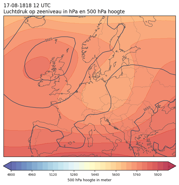 Weerkaart van 17 augustus 1818 om 12 UTC