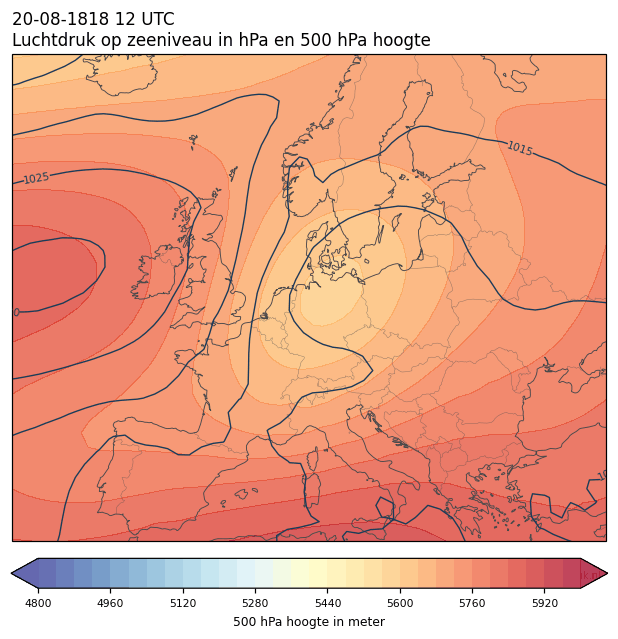 Weerkaart van 20 augustus 1818 om 12 UTC