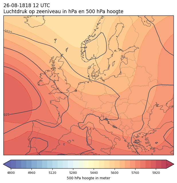 Weerkaart van 26 augustus 1818 om 12 UTC