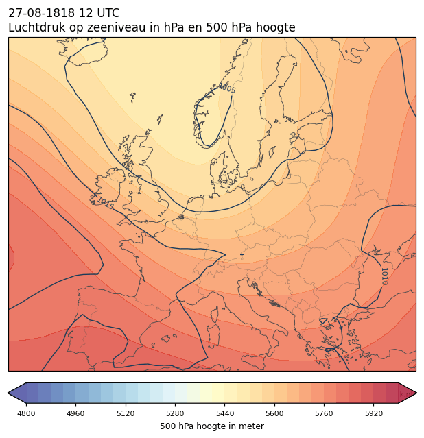 Weerkaart van 27 augustus 1818 om 12 UTC