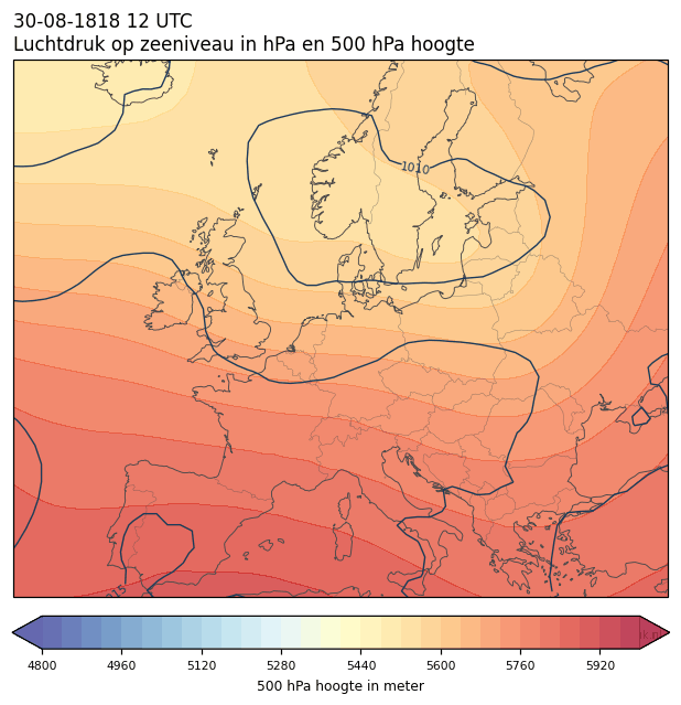Weerkaart van 30 augustus 1818 om 12 UTC