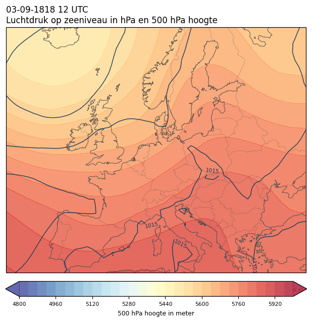 Weerkaart van 3 september 1818 om 12 UTC