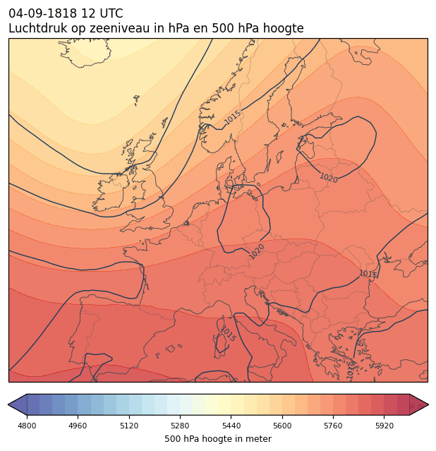 Weerkaart van 4 september 1818 om 12 UTC