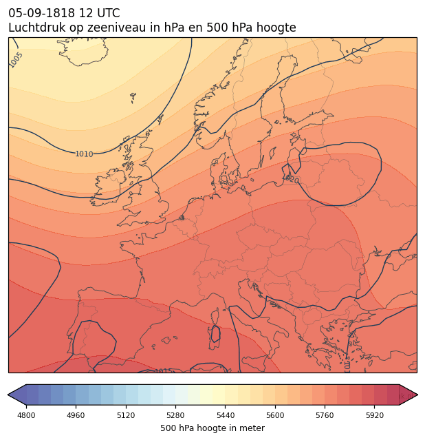 Weerkaart van 5 september 1818 om 12 UTC