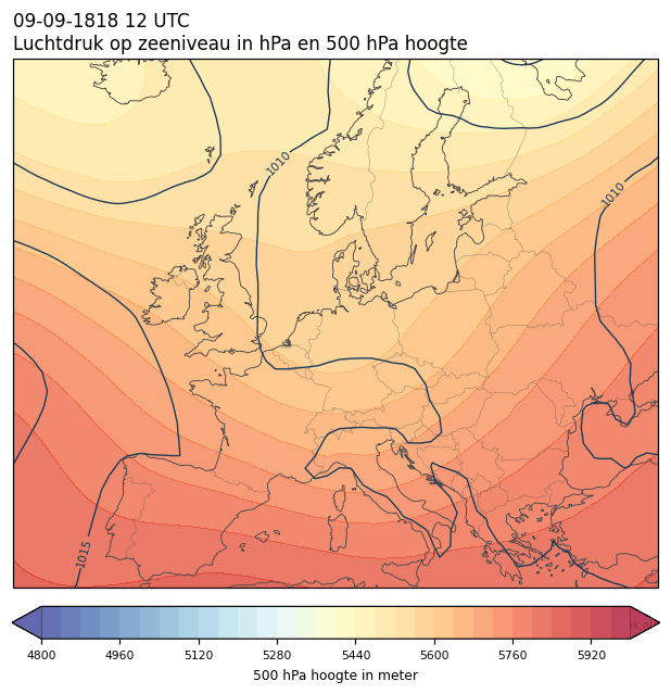 Weerkaart van 9 september 1818 om 12 UTC