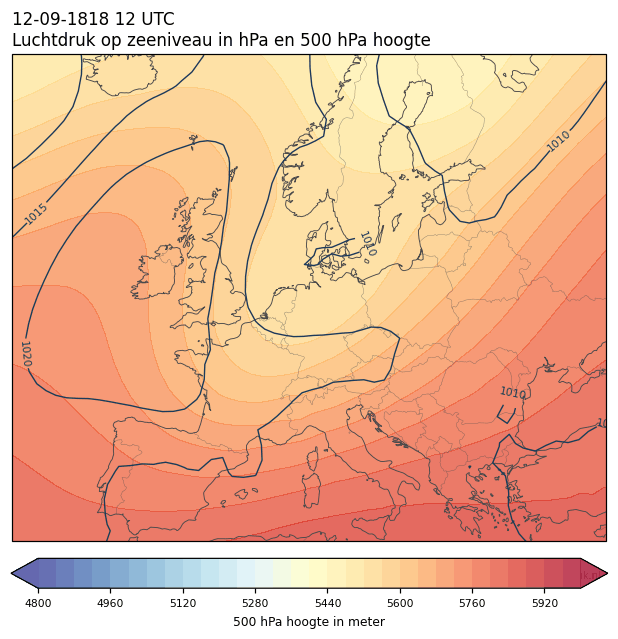 Weerkaart van 12 september 1818 om 12 UTC