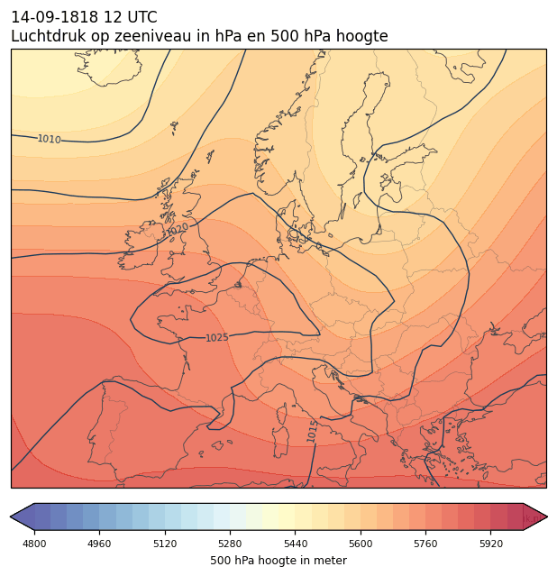 Weerkaart van 14 september 1818 om 12 UTC