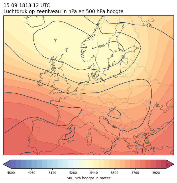 Weerkaart van 15 september 1818 om 12 UTC
