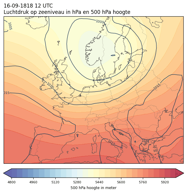 Weerkaart van 16 september 1818 om 12 UTC