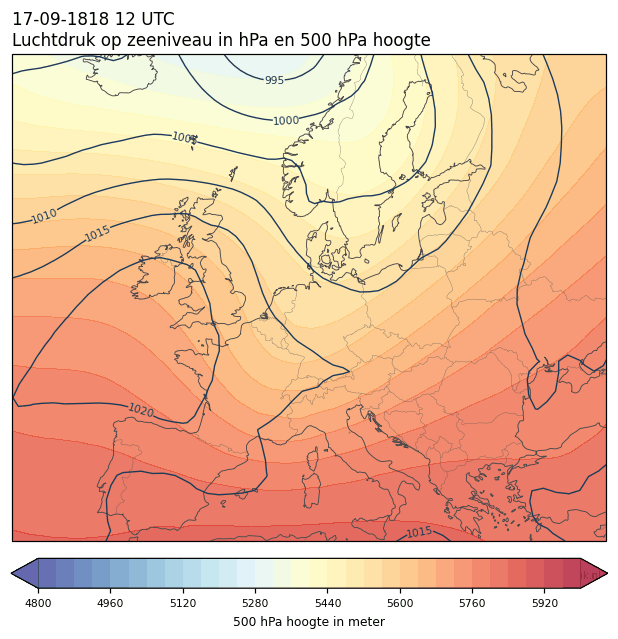 Weerkaart van 17 september 1818 om 12 UTC