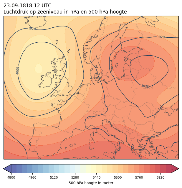 Weerkaart van 23 september 1818 om 12 UTC