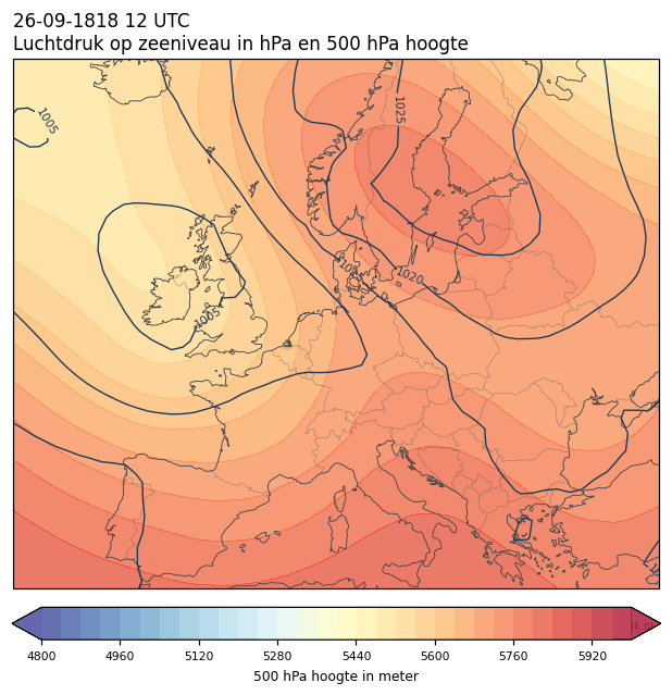Weerkaart van 26 september 1818 om 12 UTC