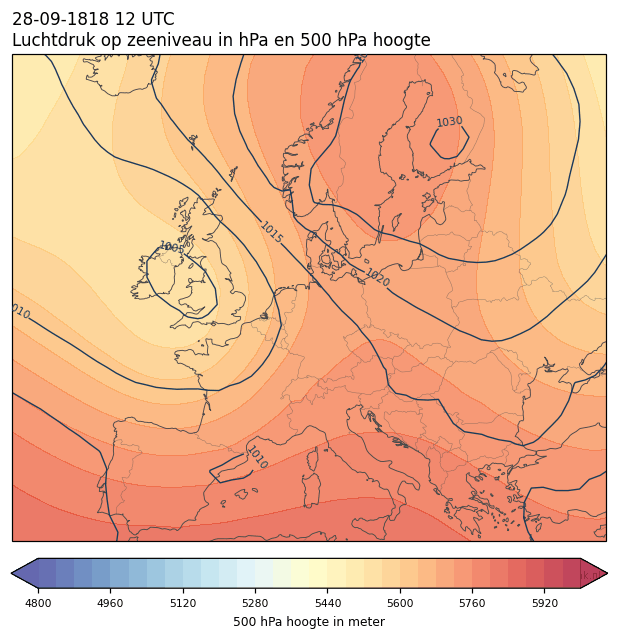 Weerkaart van 28 september 1818 om 12 UTC