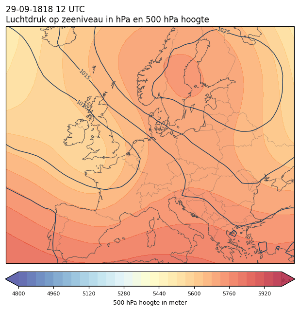 Weerkaart van 29 september 1818 om 12 UTC