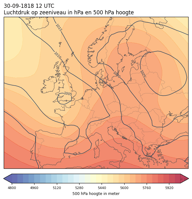 Weerkaart van 30 september 1818 om 12 UTC