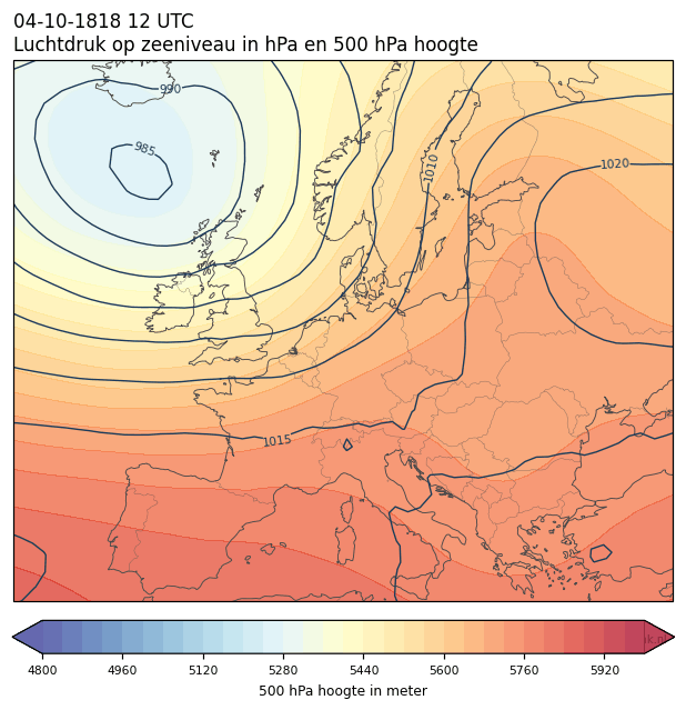 Weerkaart van 4 oktober 1818 om 12 UTC