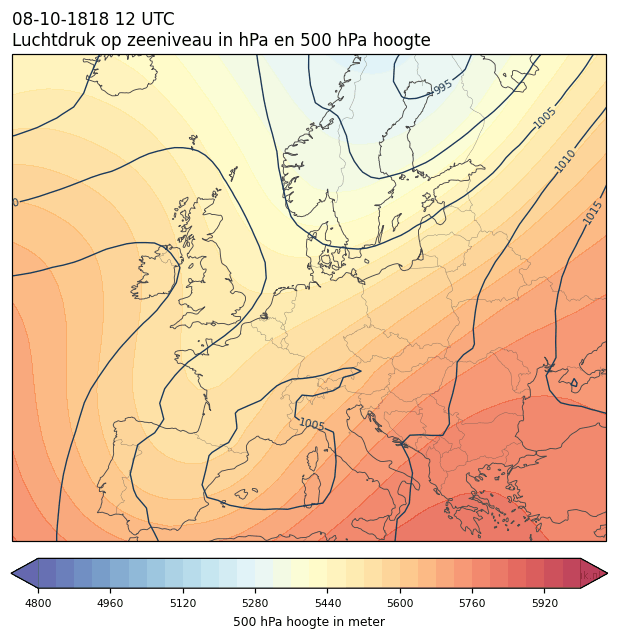 Weerkaart van 8 oktober 1818 om 12 UTC