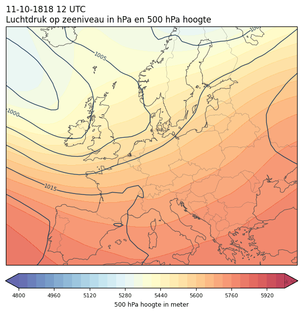 Weerkaart van 11 oktober 1818 om 12 UTC