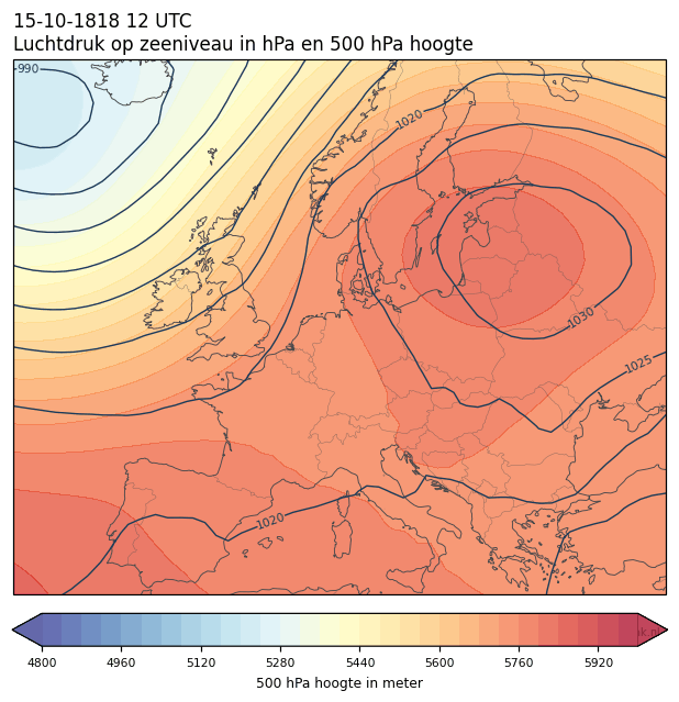 Weerkaart van 15 oktober 1818 om 12 UTC