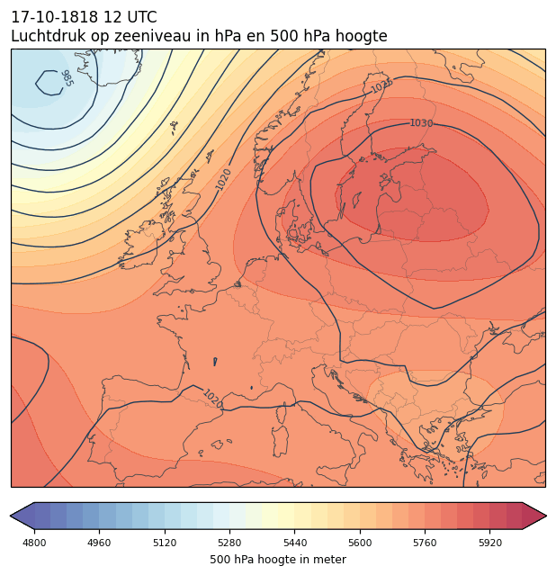 Weerkaart van 17 oktober 1818 om 12 UTC