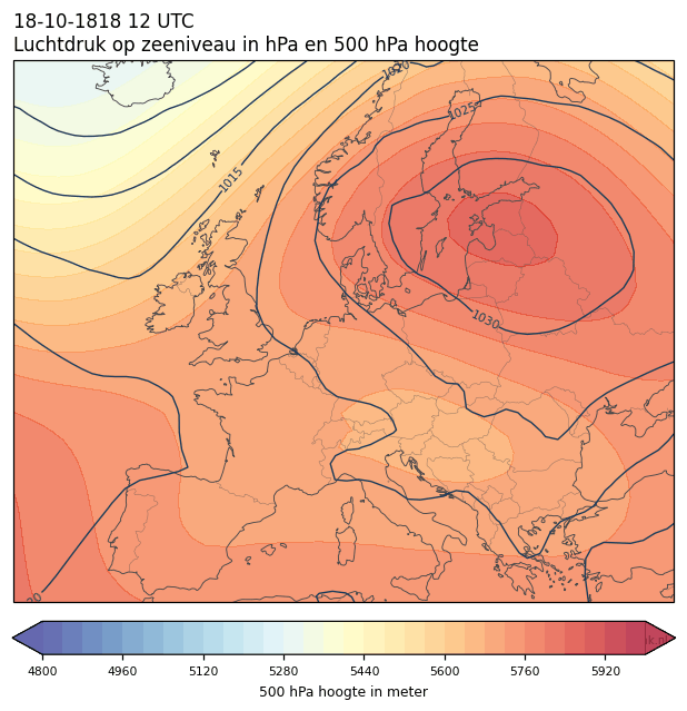 Weerkaart van 18 oktober 1818 om 12 UTC