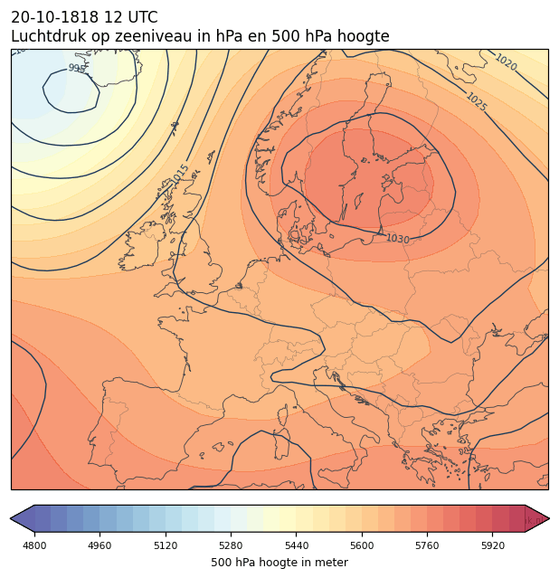 Weerkaart van 20 oktober 1818 om 12 UTC