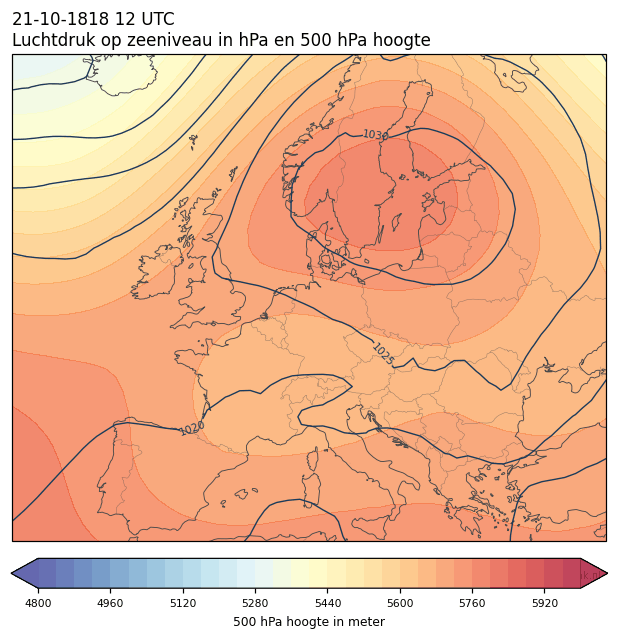 Weerkaart van 21 oktober 1818 om 12 UTC