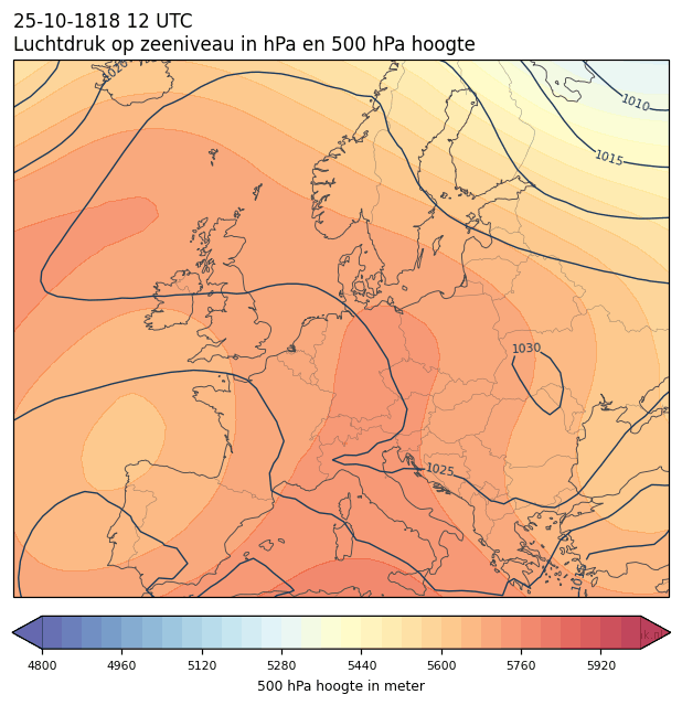 Weerkaart van 25 oktober 1818 om 12 UTC