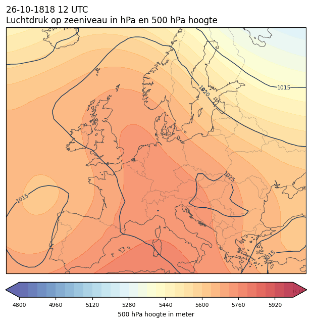 Weerkaart van 26 oktober 1818 om 12 UTC