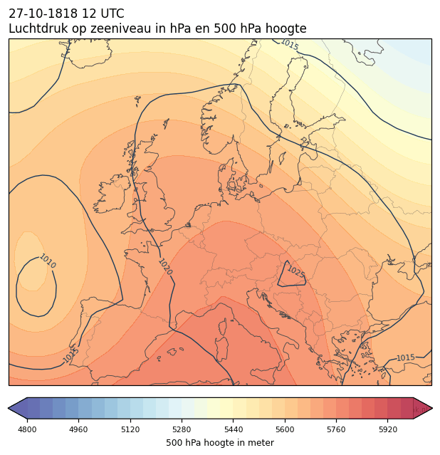 Weerkaart van 27 oktober 1818 om 12 UTC