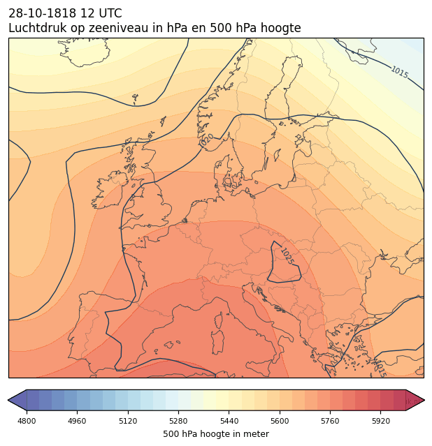 Weerkaart van 28 oktober 1818 om 12 UTC