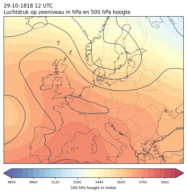 Weerkaart van 29 oktober 1818 om 12 UTC