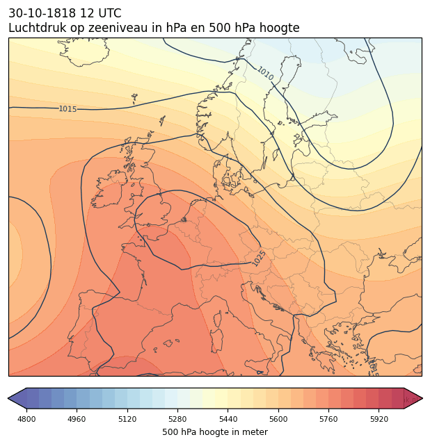 Weerkaart van 30 oktober 1818 om 12 UTC