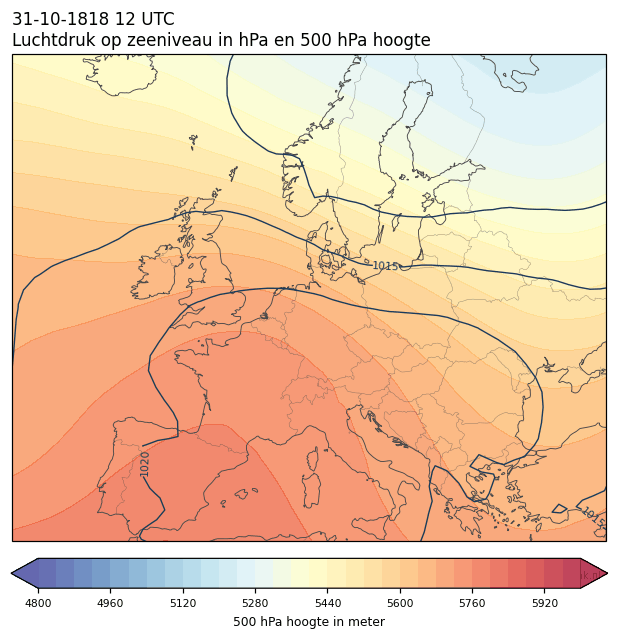 Weerkaart van 31 oktober 1818 om 12 UTC