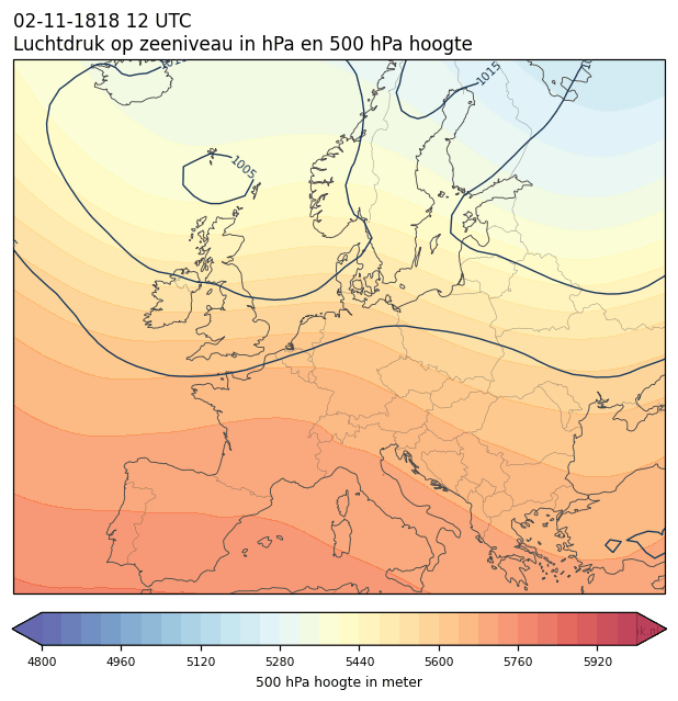 Weerkaart van 2 november 1818 om 12 UTC