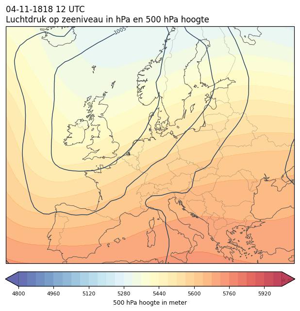 Weerkaart van 4 november 1818 om 12 UTC