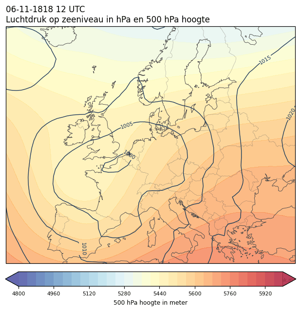 Weerkaart van 6 november 1818 om 12 UTC