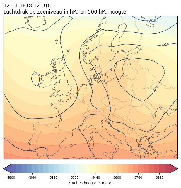 Weerkaart van 12 november 1818 om 12 UTC