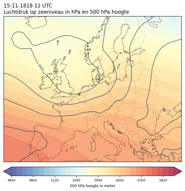 Weerkaart van 15 november 1818 om 12 UTC