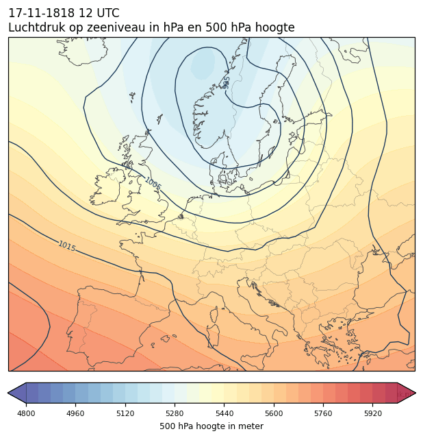 Weerkaart van 17 november 1818 om 12 UTC