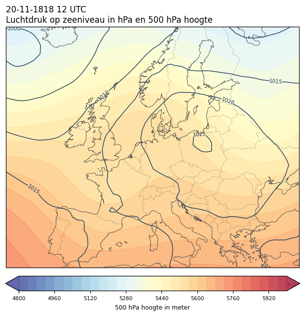 Weerkaart van 20 november 1818 om 12 UTC