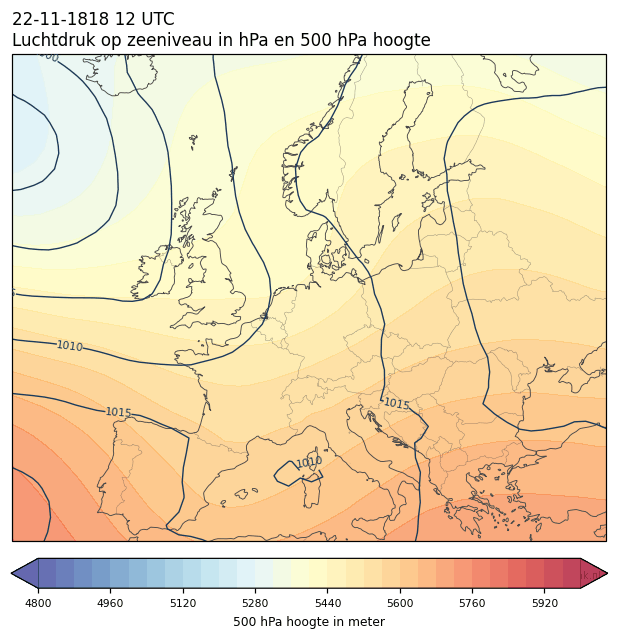Weerkaart van 22 november 1818 om 12 UTC
