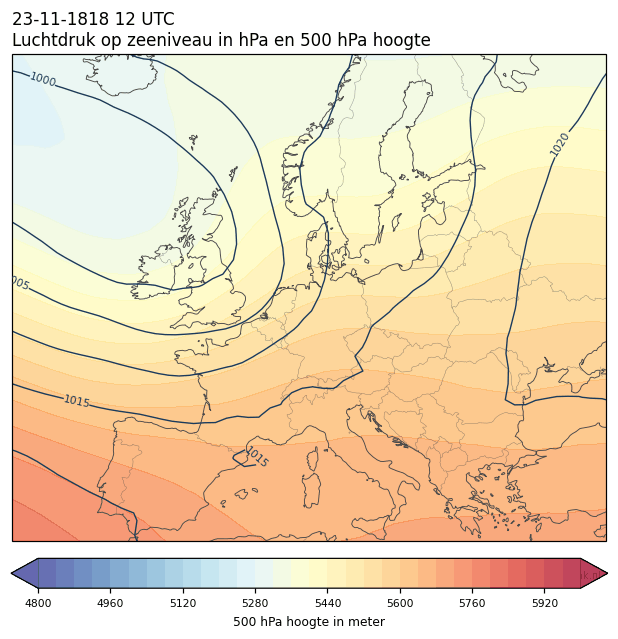 Weerkaart van 23 november 1818 om 12 UTC